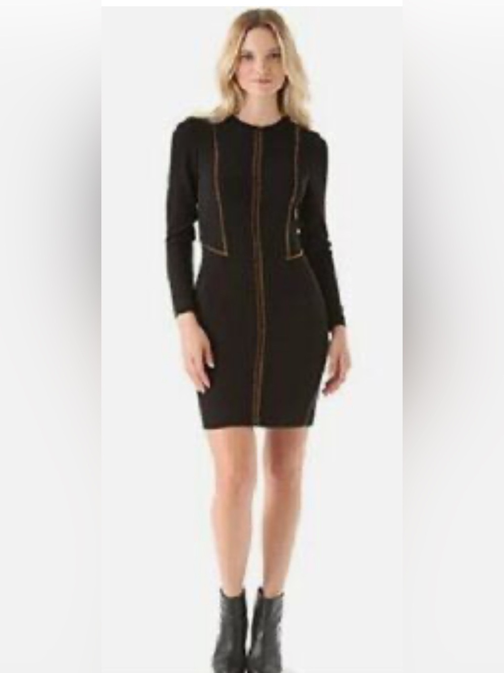 Rag & Bone Raj Women Black Dress With Copper Stitch Size 2